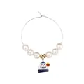 Christmas wine glass charm with white pearls and snowman enamel pendant gift - Blue Snowman Style (Z1311-8-BLU)