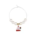 Christmas snowman wine glass charm with white imitation pearls and enamel pendant - Red Snowman Style (Z1311-8-RE)