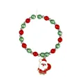 Christmas wine glass charm with red and green beads and Santa Claus enamel pendant - Red Green Beaded Santa Claus Style (Z1310-2)