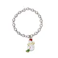 Silver beaded wine glass charm featuring a colorful Christmas snowman pendant - Silver Beaded Snowman Style (Z1310-3)