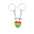 Regenbogen Herz Best Friends Schlüsselanhänger Set mit Schmetterling und Gravur - Regenbogen Schmetterling Stil (D1391-5)