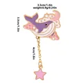 Cartoon purple whale brooch with pink moon and stars plus a gold chain tassel - Purple Whale With Pink Star Moon Pendant / Purple (C2361-1)