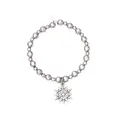Silver beaded bracelet with a delicate snowflake charm for Christmas celebrations - Silver Beaded Snowflake Style (Z1310-4)