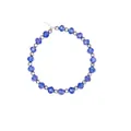 Blue crystal beads and silver metal beads wine glass charm with a polished finish - Dark Blue Crystal Beads (Z1310-6-BLU)