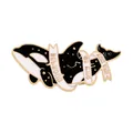 Orca enamel brooch with gold finish and Be Proud Of Who You Are inspirational text - BE PROUD Orca Style (C2363-1)