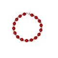 Beaded wine glass charm ring with alternating red and silver polished beads for decor - Red Faux Pearl (Z1310-5-RE)