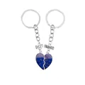 Best Friends Herz-Schlüsselanhänger Set mit blau-violettem Verlauf und Sternen - Blau Violett Verlauf Stern Stil (D1391-10-PU)