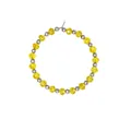 Handcrafted wine glass charm ring with yellow faceted crystal and silver beads - Yellow Crystal Beads (Z1310-6-YE)