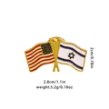 Crossed USA and Israel flags enamel lapel pin in gold finish metal, 2.8cm wide - USA and Israel