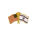 Spilla in metallo smaltato con bandiere incrociate USA e Israele e bordo dorato - Stile della Bandiera USA e Israele (C2362-2)