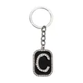 Llavero hip hop plateado con colgante de letra C y diamantes de imitación brillantes - Letra C