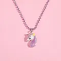 Sweet purple and white unicorn pendant necklace with glitter and beaded ball chain - Purple Unicorn Style (A3046-2)