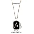 Colgante letra A rectangular negro hip hop con diamantes de imitación y cadena de cuerda - Letra A