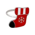 Silver napkin ring with a festive red Christmas stocking charm and snowflake detail - Christmas Stocking Style (Z1092-1) / Z1092-1