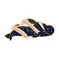 Blue whale enamel pin with gold stars and Strive Towards Your Dreams slogan - Double Whale DREAMS Style (C2363-5)