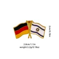 Crossed German and Israel flag metal pin with dimensions and weight specs - Germany and Israel