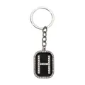 Llavero letra H con brillantes pedrería en colgante rectangular negro estilo hip hop chic - Letra H
