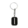 Llavero letra I con esmalte negro y pedrería brillante para hombres y mujeres a la moda - Letra I