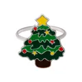 Christmas tree napkin ring with green enamel finish and festive yellow star topper - Christmas Tree Style (Z1092-4) / Z1092-4