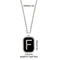 Collar de cadena hip hop con colgante rectangular negro letra F y cristales brillantes - Letra F