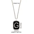 Collar hip hop plateado con colgante de letra G y pedrería negra en cadena larga - Letra G