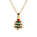 Christmas tree pendant necklace in green enamel with gold chain for festive holiday outfits - Christmas Tree Style (A3048-3) / Gold