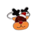 Christmas reindeer napkin ring featuring a cute elk with a red hat and silver band - Z1092-9