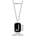 Collar hip hop colgante rectângulo negro letra J con pedrería y cadena de cuerda 70cm - Letra J