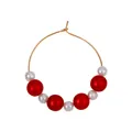 Golden hoop ring with red and white pearl charms for Christmas wine glass decor - Red And White Pearl Style (Z1312-1-RE)
