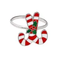 Christmas napkin ring featuring red white striped candy canes with green holly leaves - Z1092-10