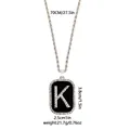 Collar hip hop con colgante rectangular negro y letra K de diamantes brillantes engastados - Letra K