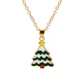 Christmas tree pendant necklace with colorful enamel finish and gold star top - Christmas Tree with Star (A3048-5) / Gold