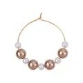 Golden hoop wine glass charm with gradient white and champagne pearls for Christmas - Champagne And White Pearl Style (Z1312-1-BR)