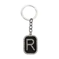Llavero hip hop letra R con diamantes de imitación brillantes en colgante negro - Letra R