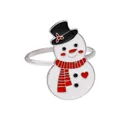 Christmas snowman napkin ring with black top hat and red scarf for festive table decor - Z1092-14