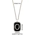 Colgante hip hop rectangular negro con cristales en cadena de cuerda de plata 70cm - Letra O