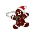 Christmas gingerbread man napkin ring with silver metal hoop and enamel holiday detail - Z1092-15