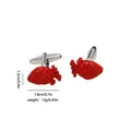 French style red anatomical heart cufflinks for men suits with dimensions details - B1463 / Alloy