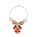 Christmas snowman wine glass ring with pearls and reindeer pendant holiday charm - Cartoon Elk Pendant Style (Z1312-8)