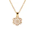 Golden snowflake pendant necklace with white enamel inlay and central crystal accent - White Enamel Snowflake Style (A3048-11) / Gold