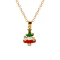 Christmas tree pendant necklace with green white red enamel and gold star on top - 3-Layer Christmas Tree Style (A3048-12) / Gold
