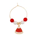 Christmas wine glass charm with red santa hat pendant and festive beads on gold ring - Red And White Christmas Hat Pendant (Z1312-12)