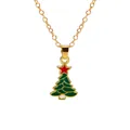 Christmas tree pendant necklace with green enamel and gold chain for holiday style - Classic Christmas Tree (A3048-15) / Gold