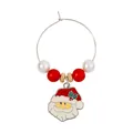 Christmas beaded glass marker with a Santa Claus enamel pendant and red pearl beads - Santa Claus With Green Leaf Hat Pendant (Z1312-13)