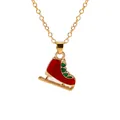 Enamel ice skate pendant necklace in red and green for Christmas jewelry - Red Ice Skate Style (A3048-17) / Gold