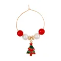 Christmas beaded wine glass charm with a green enamel Christmas tree pendant - Pentagram Christmas Tree Pendant (Z1312-16)