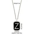 Collar hiphop con colgante rectangular negro letra Z y cadena de cuerda plateada - Letra Z