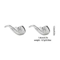 Silver pipe-shaped cufflinks for men's shirts featuring dimensions and polished metal finish - Pipe Shape (B1462) / Silver (B1462)