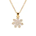 Golden necklace featuring a white enamel snowflake pendant for Christmas jewelry - White Dotted Snowflake (A3048-20) / Gold