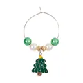Christmas snowman wine glass ring with green enamel Christmas tree charm and beads - Pentagram Multicolor Decorative Tree (Z1312-20)